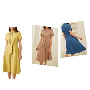 Yellow Short Sleeve Tie-Front Dress/NWOT